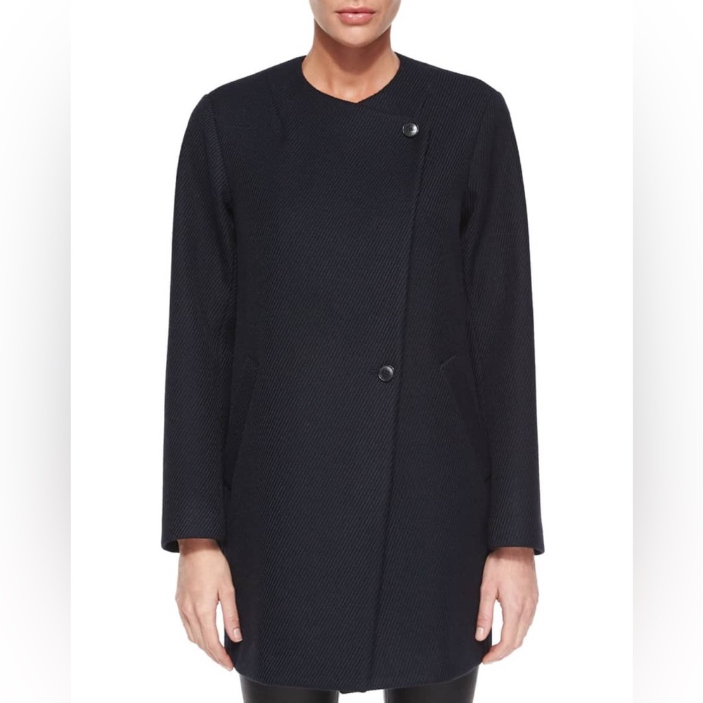 NWT Theory Venizka Camden Asymmetric Wool Blend Twill Coat